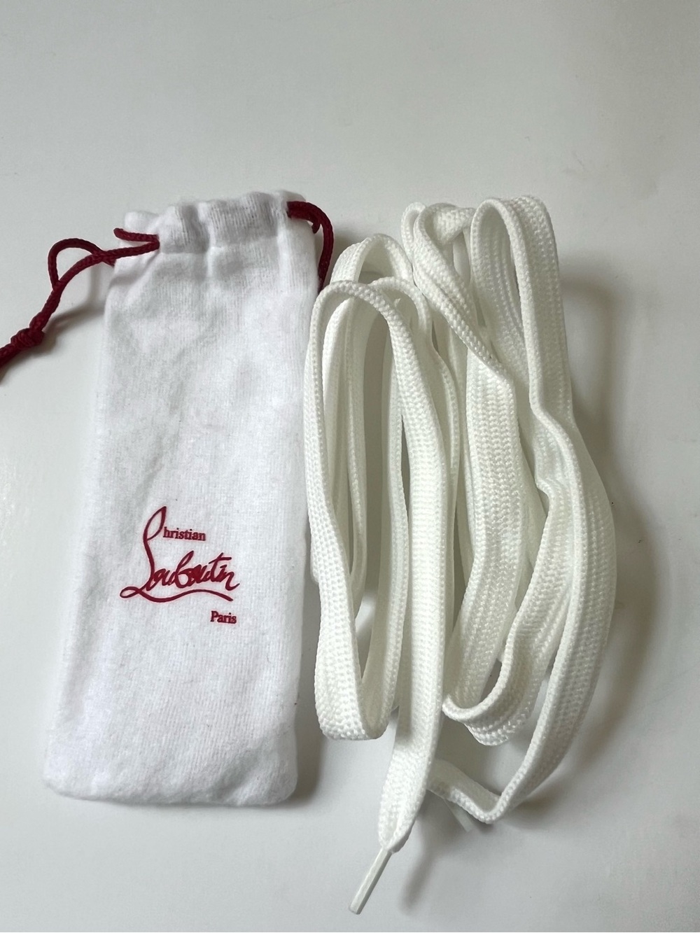 Christian Louboutin White Replacement Shoe Laces logo pouch 1/2” x 39”